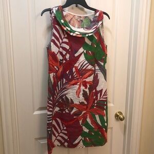 Tropical Print Sleeveless Dress